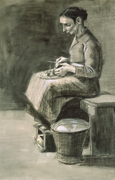 Woman peeling potatoes by Vincent van Gogh